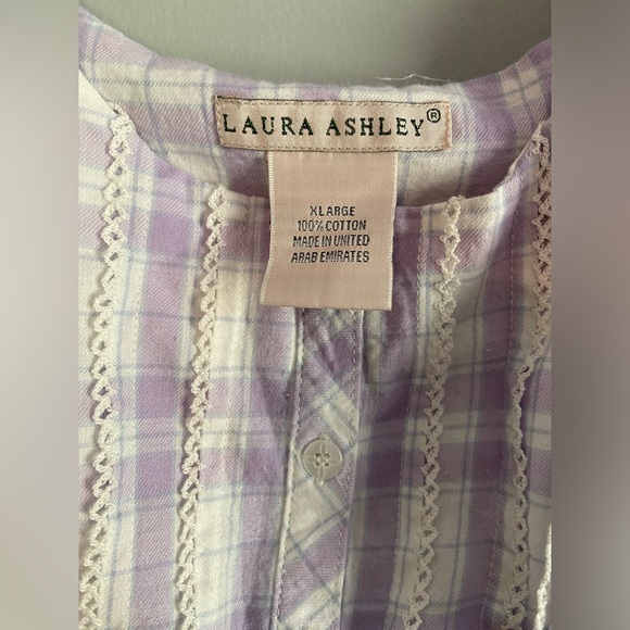 Laura Ashley Other - EUC Laura Ashley Purple Plaid Nightgown Cottage Core Prairie XL 100% Cotton